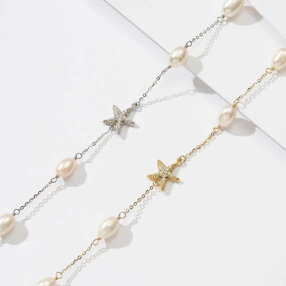 Sterling Silver Pearl Starfish Beach Necklace - ZA-Zola
