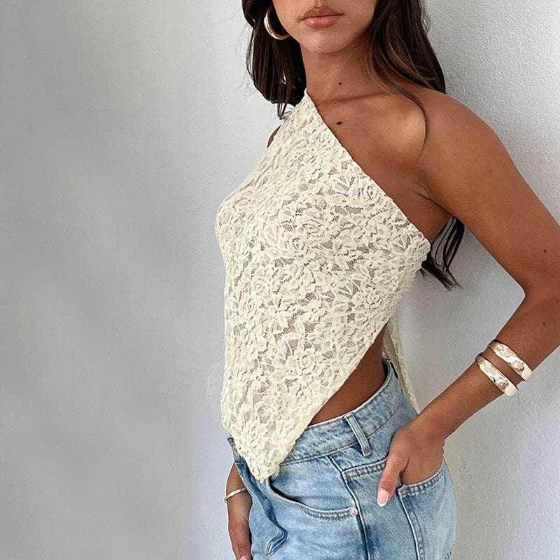 Lace Backless Asymmetrical Streetwear Top - ZA-Zola