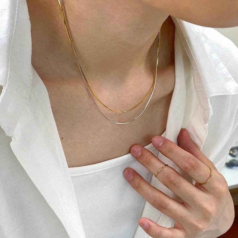 Titanium Steel Snake Bone Choker Necklace – Stylish & Fine - ZA-Zola