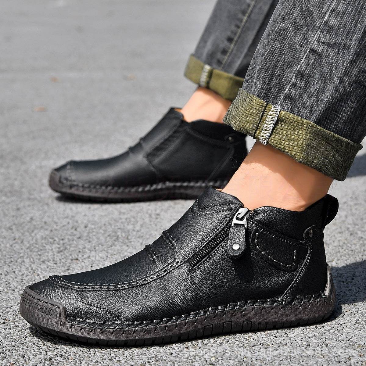 Men’s Flats Ankle Boots | Casual Side Zipper Fashion Shoes - ZA-Zola