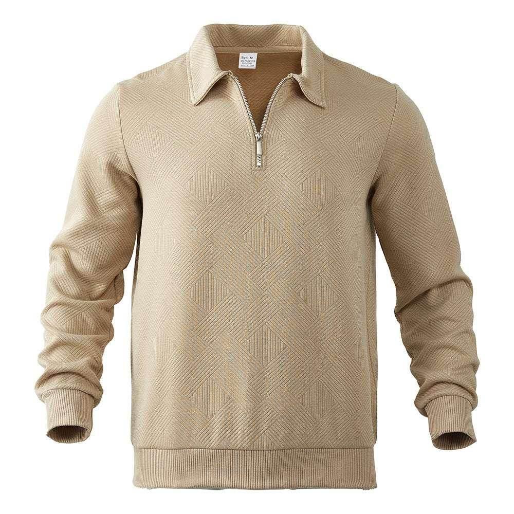 Lapel Jacquard Half-Zipper Sweatshirt - Stylish Men's Tops - ZA-Zola