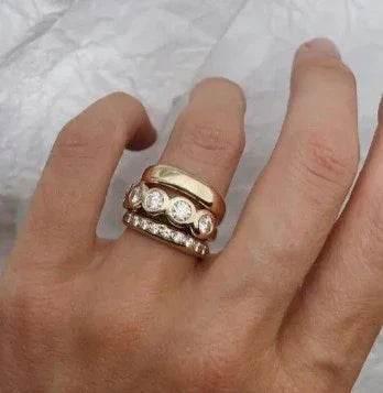 Antique Gold Zircon Ring Set | Light Luxury Jewelry - ZA-Zola
