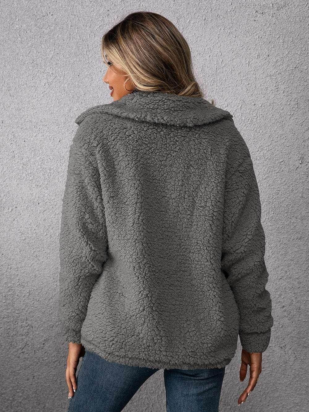 Lapel Single-Breasted Fleece Coat – Women’s Winter Jacket - ZA-Zola