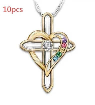 Cross Love Gemstone Pendant Necklace for Men - ZA-Zola