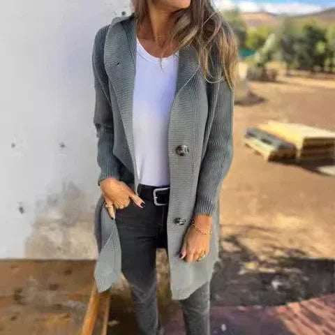 Mid Length Sweater Cardigan Women With Pockets - ZA-Zola
