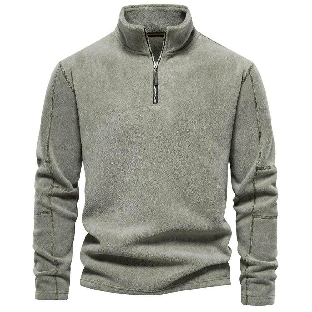 Men's Stand-Collar Fleece Sweatshirt - Winter Pullover - ZA-Zola