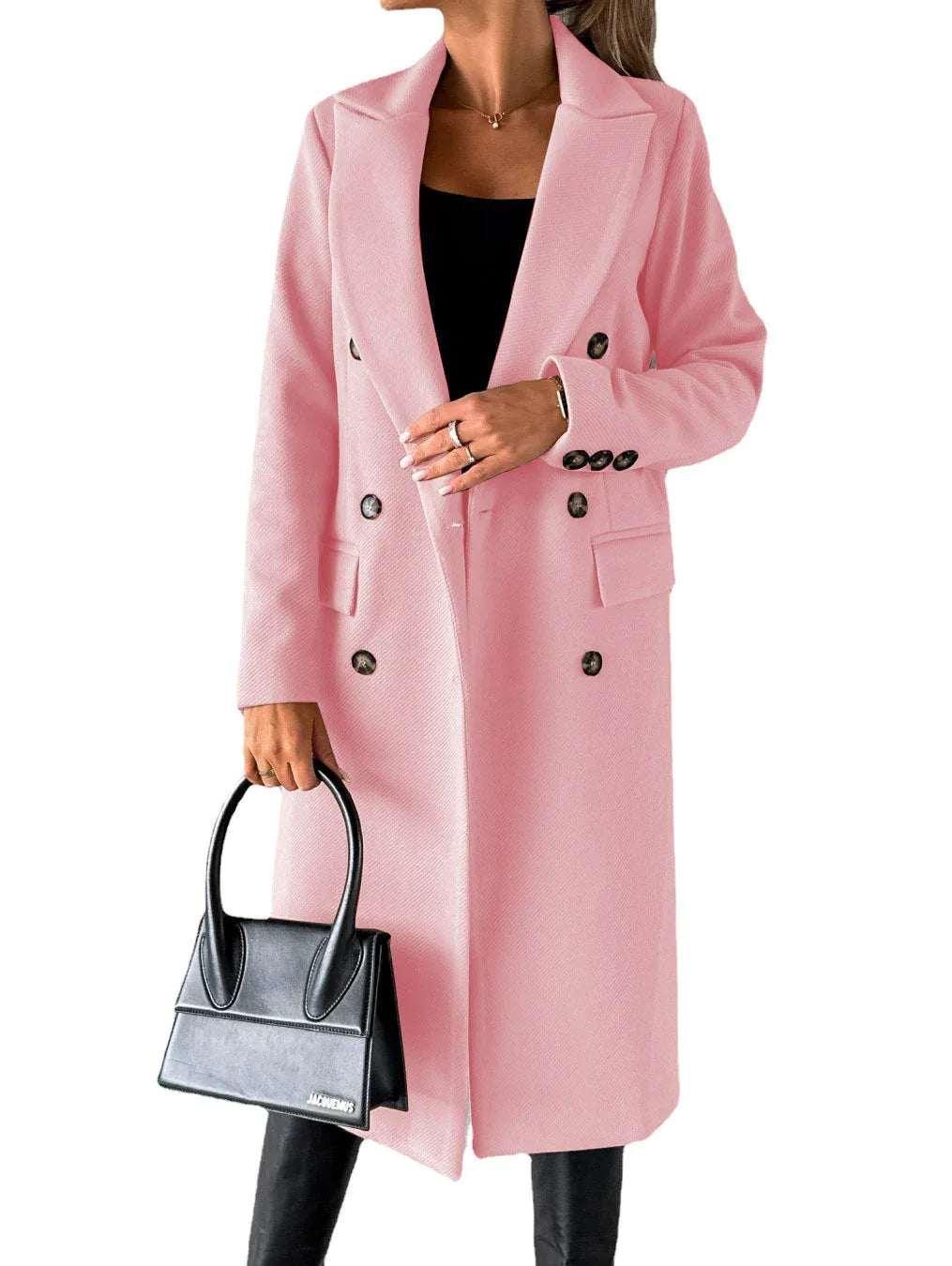 Women Double Breasted Coat Long Sleeve Street - ZA-Zola