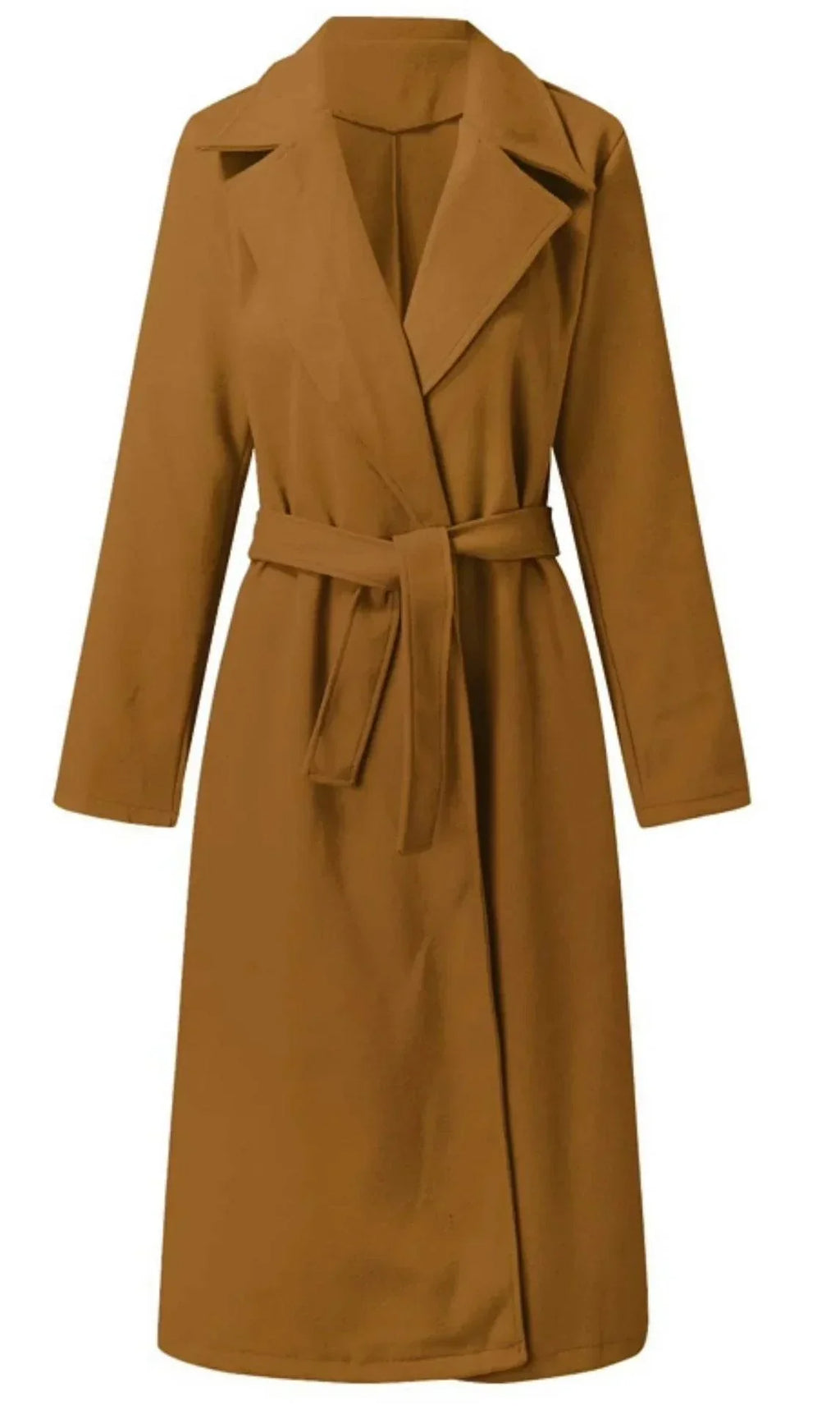 ZA-Zola Women’s Woolen Lace-Up Long Coat - ZA-Zola