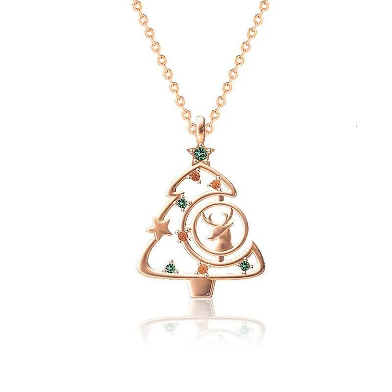 Shop S925 Elk Christmas Tree Necklace – Elegant Sparkle - ZA-Zola
