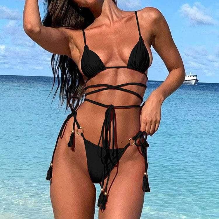 Sexy Hollow Out Thong Bikini Set for Women - ZA-Zola