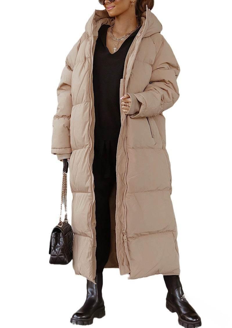 Hooded Long Casual Zip Coat – Stylish Women's Outerwear - ZA-Zola