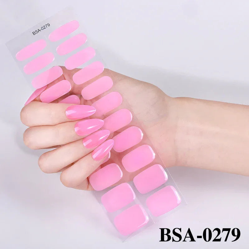 Simple Solid Color No-Bake Gel Nail Stickers - ZA-Zola