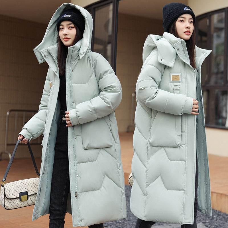 Detachable Hat Women’s Coat | Mid-Length Thickened Jacket - ZA-Zola