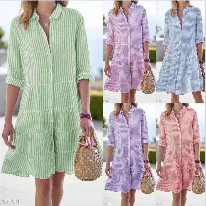 Long Sleeve Striped Dress with Wide Waist Fit - ZA-Zola