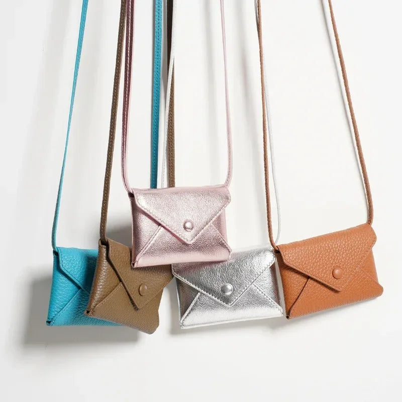 Leather Mini Crossbody Bag – Cowhide Envelope Card Bag - ZA-Zola