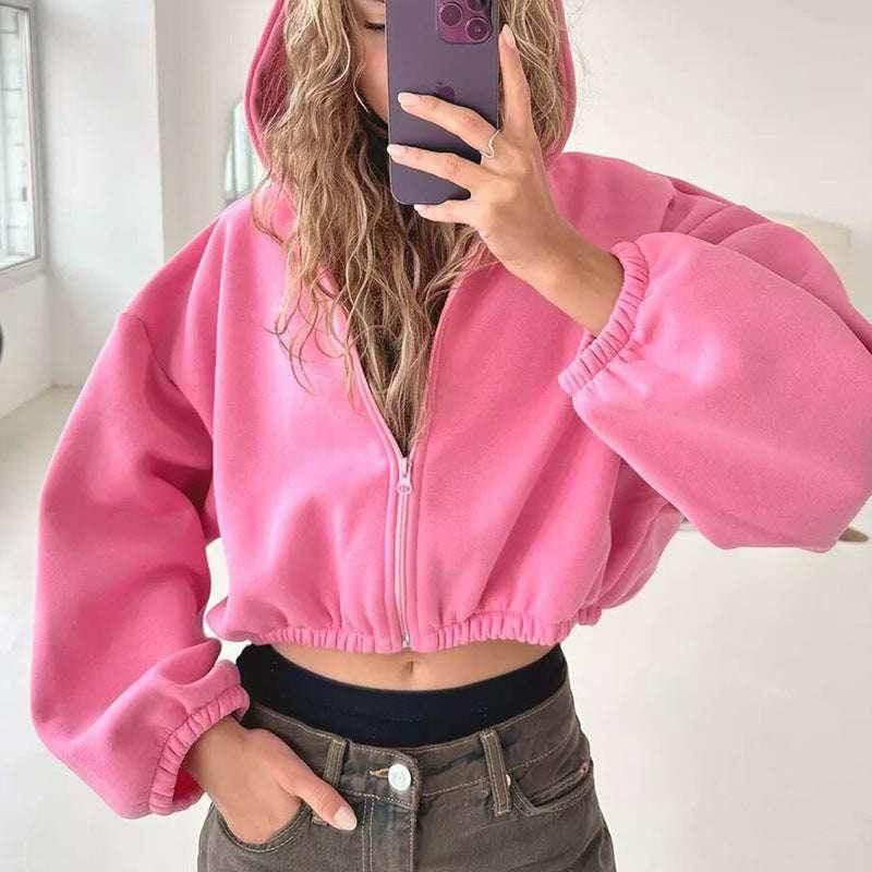 Casual Solid Color Hooded Jacket for Women - ZA-Zola