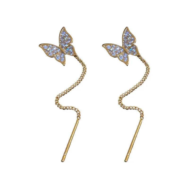 925 Silver Butterfly Tassel Earrings – Shop Now! - ZA-Zola