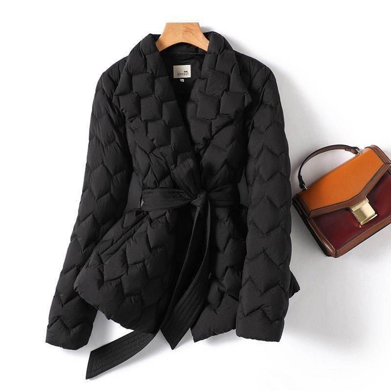 Chocolate Silk Line Down Jacket for Women | Lightweight Winter Coat - ZA-Zola