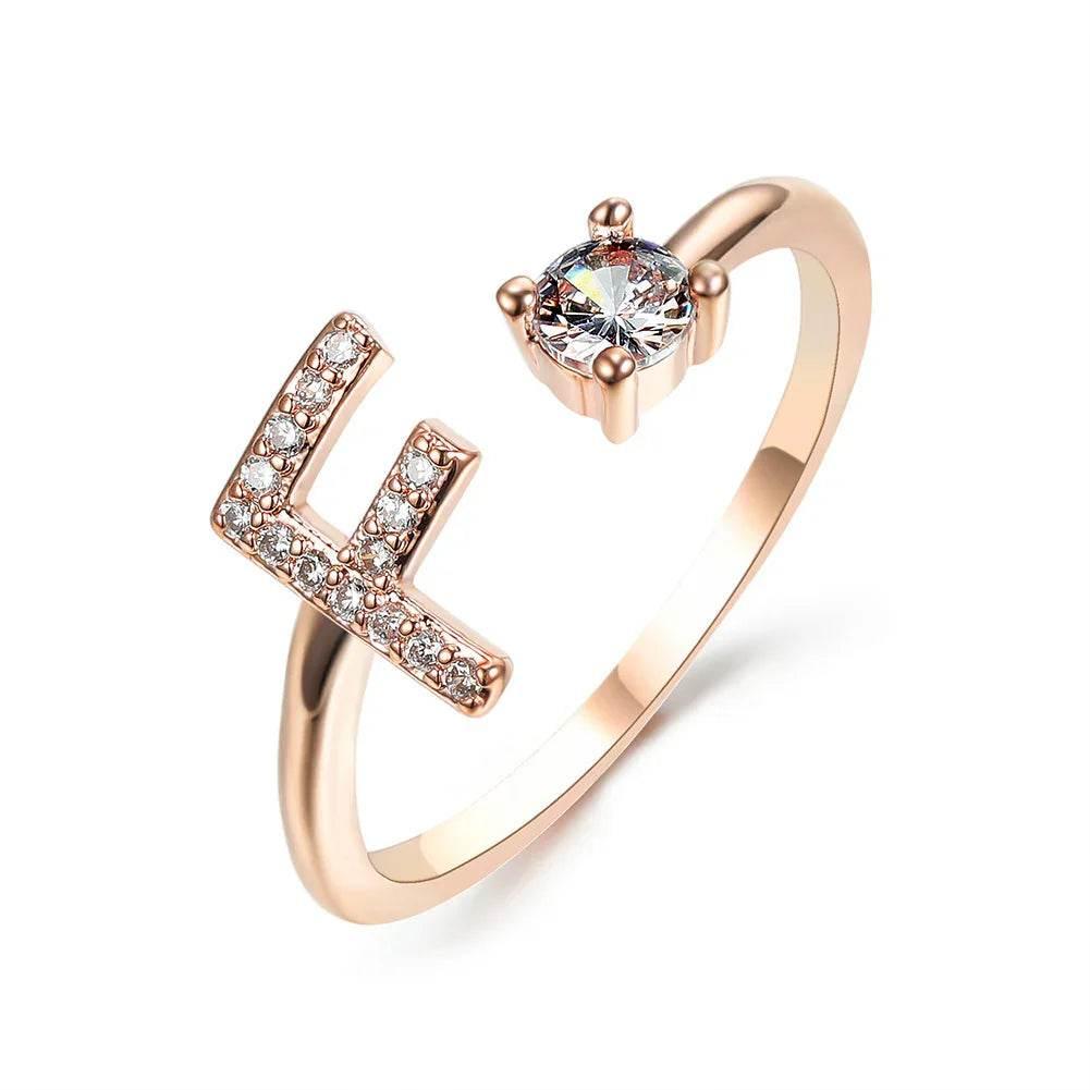 Adjustable A–Z Initial Ring for Women with Zircon - ZA-Zola
