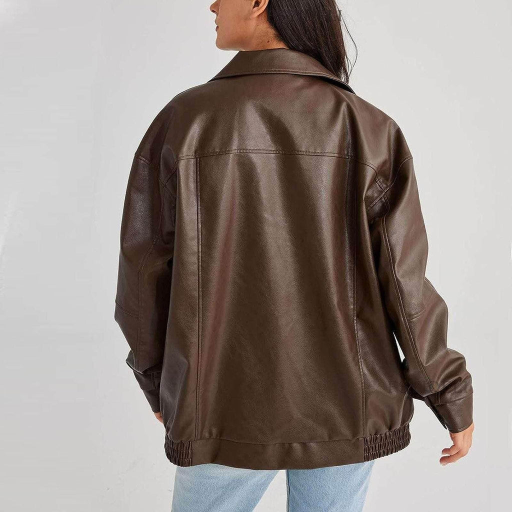 Women’s Locomotive Style PU Leather Coat - ZA-Zola