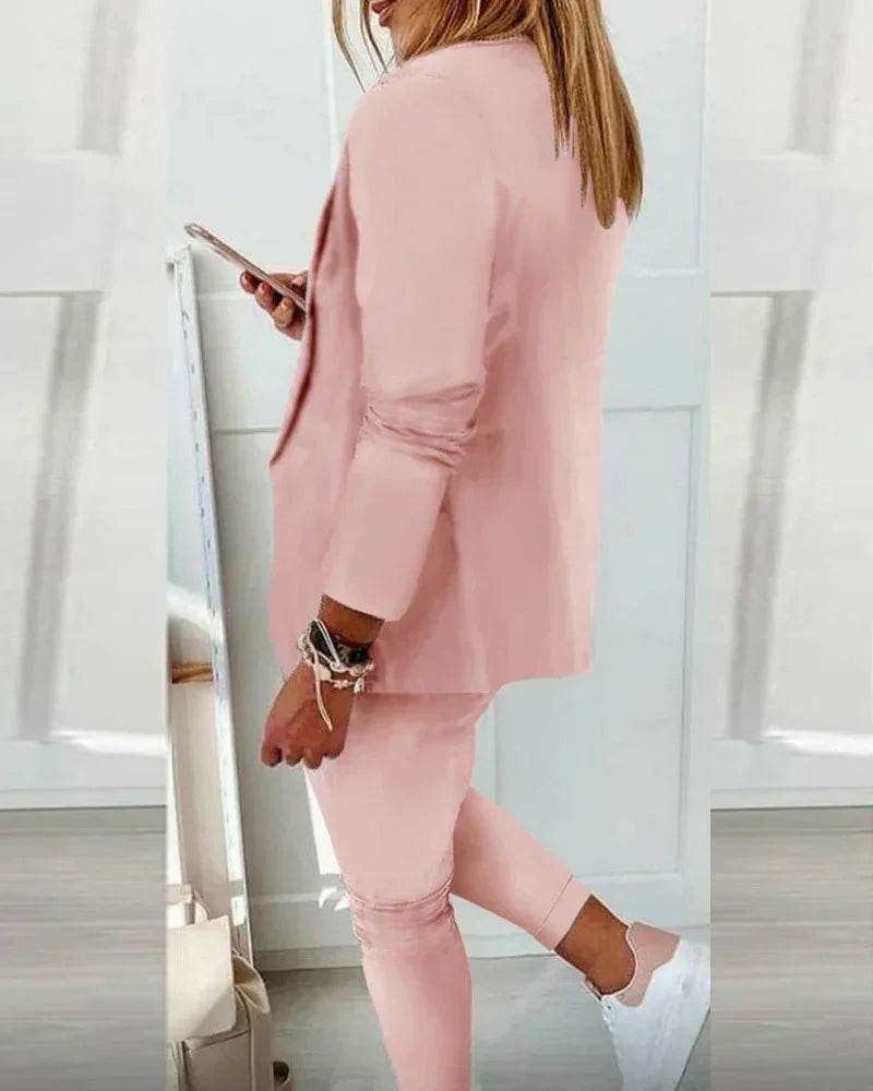 Lapel Collar Office Trousers Suit for Women - ZA-Zola