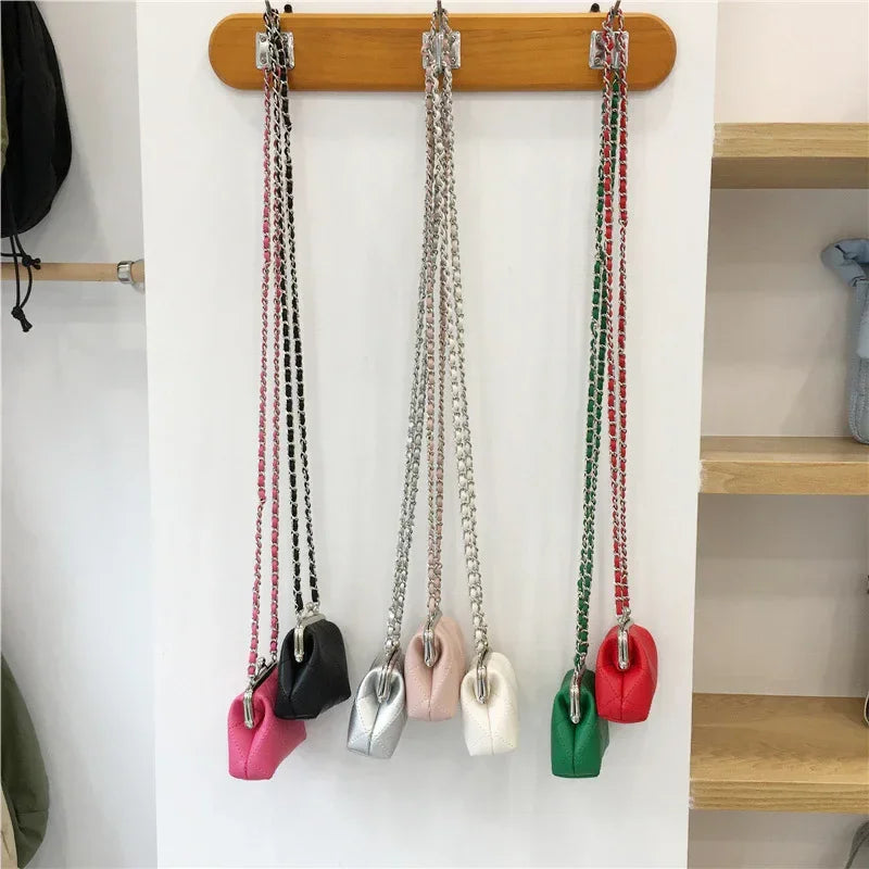 Mini Crossbody Earphone Bag with Rhombus Chain Design - ZA-Zola