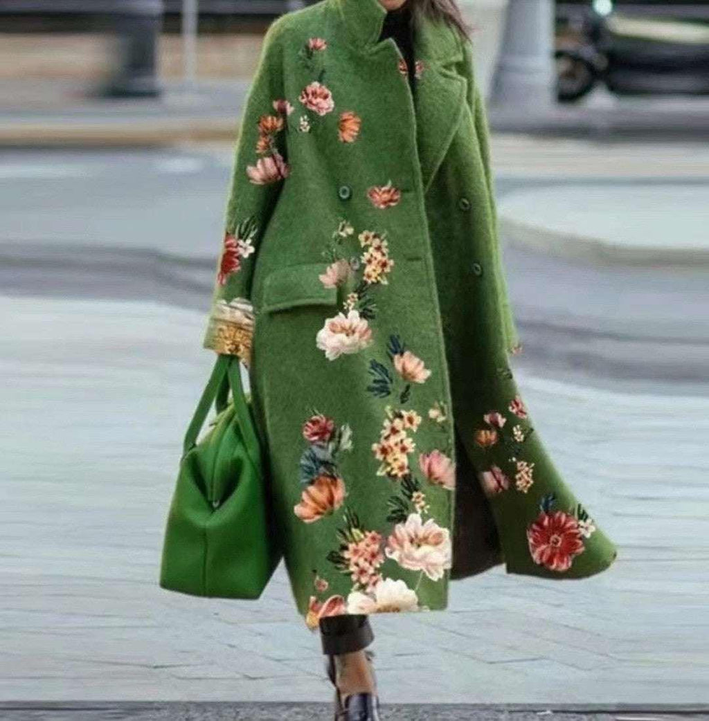 Women Plaid Long Coat Color Match Loose Fit - ZA-Zola