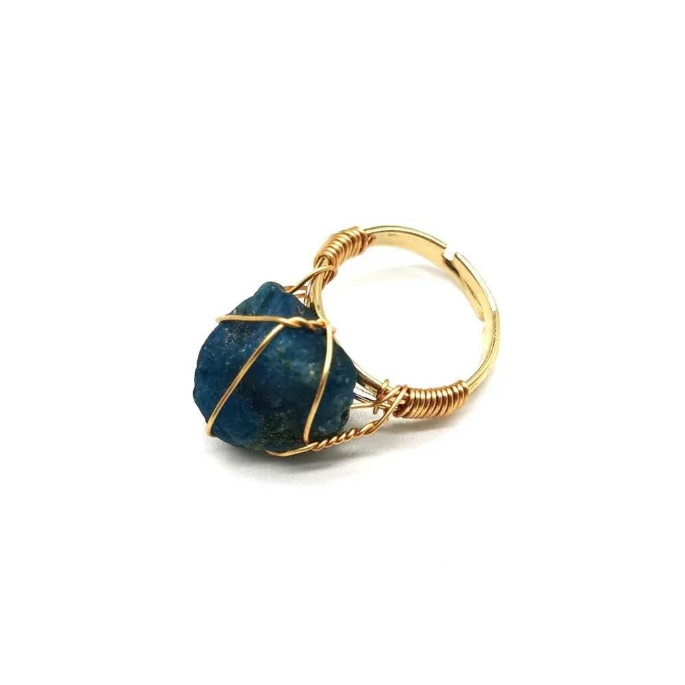 Adjustable Rough Stone Agate Ring – Handmade Style - ZA-Zola