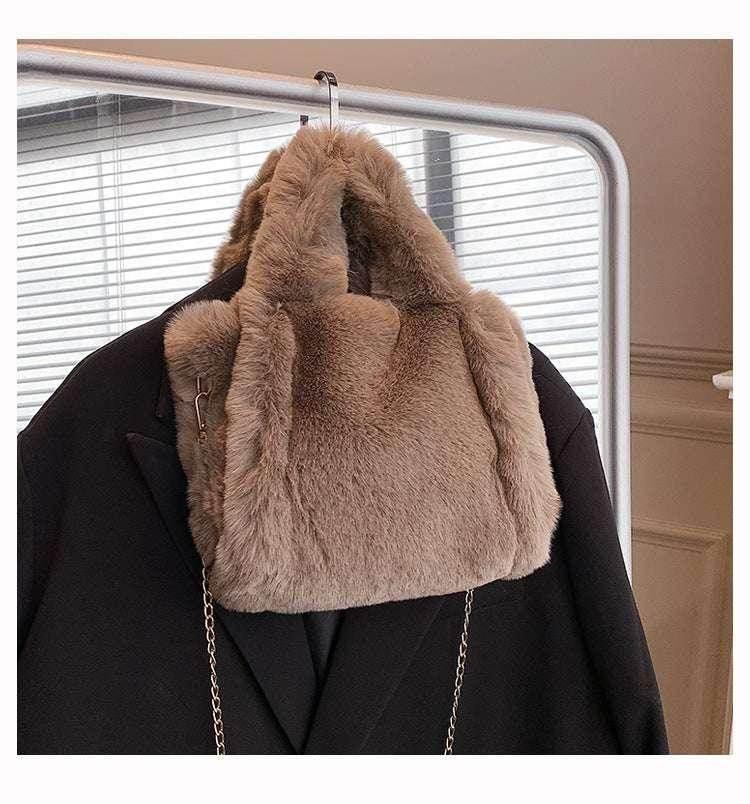 Winter Chain Plush Handbag | Trendy Tote Bag for Women - ZA-Zola