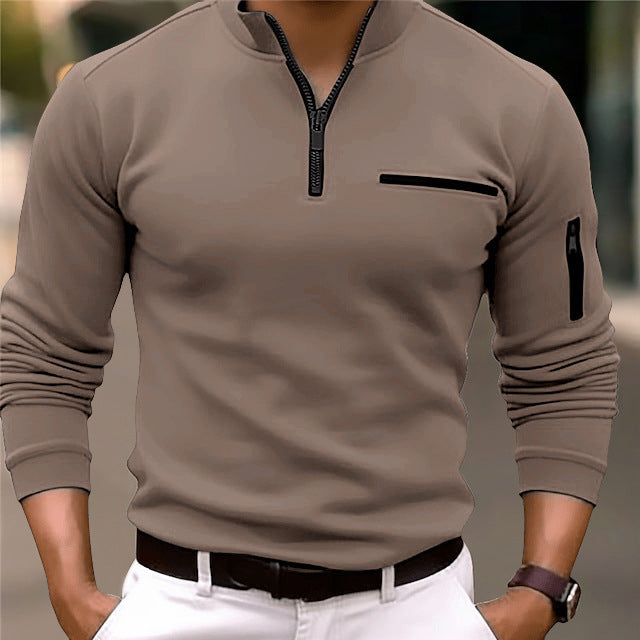 Men’s Arm Zipper Sportswear Top – Loose Fit Long Sleeve for Spring & Autumn