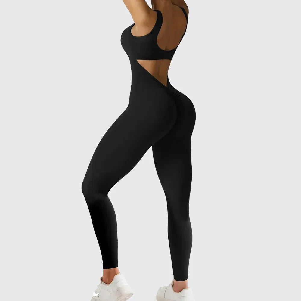 Women Sleeveless Flare Yoga Jumpsuit Long Pants Fitness Wear - ZA-Zola
