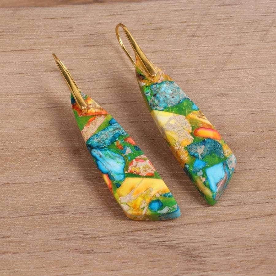 Geometric Flower Shape Pendant Earrings - ZA-Zola