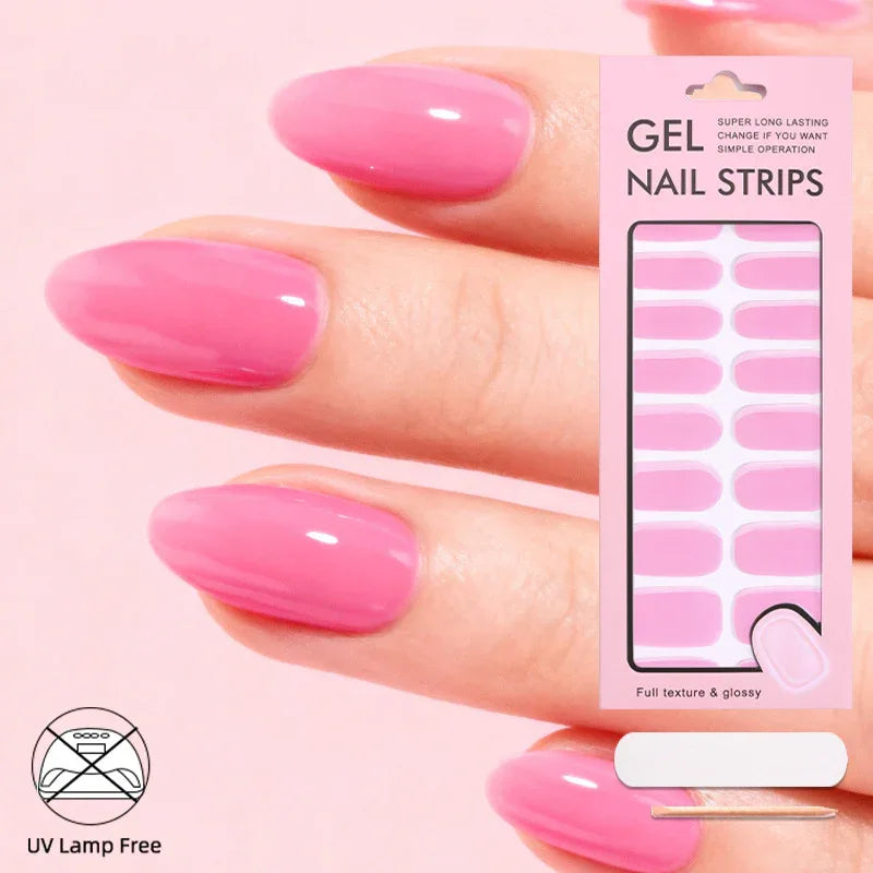 Simple Solid Color No-Bake Gel Nail Stickers - ZA-Zola