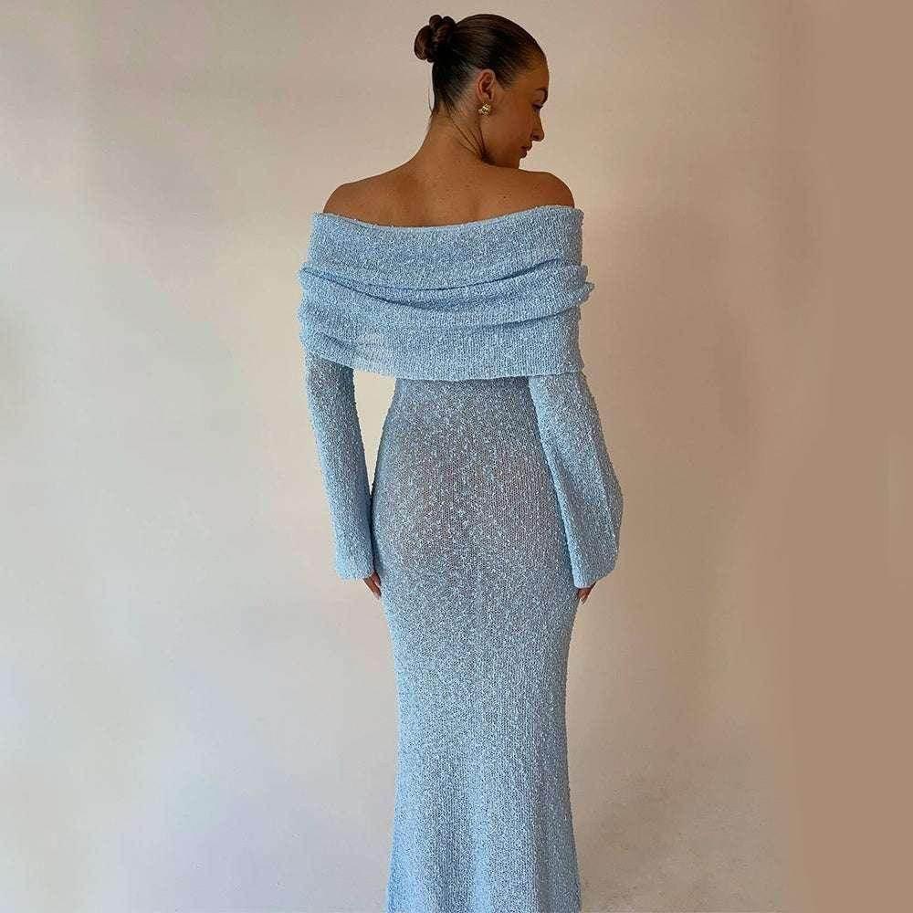 One-Shoulder Knitted Long Sleeve Dress – Beach to Bar Chic - ZA-Zola