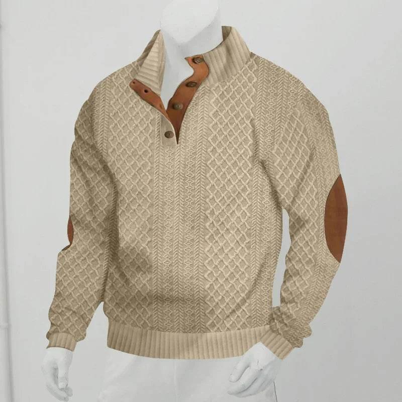 Stand Collar Jacquard Knitted Pullover Sweater - Men's - ZA-Zola