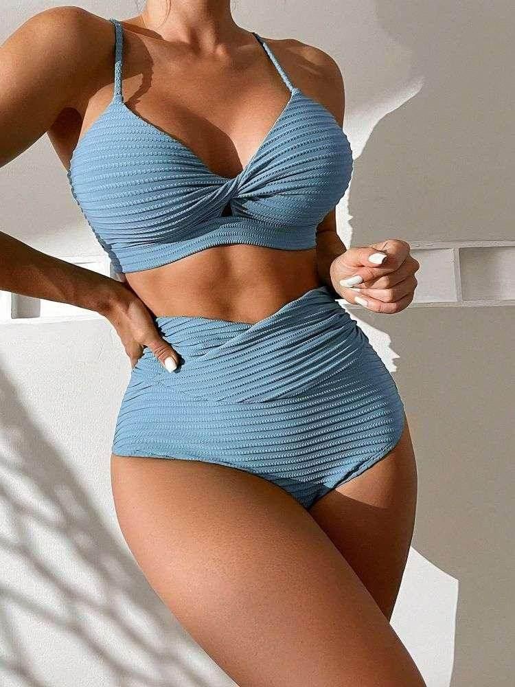Solid Color Split Bikini Set – S to XL - ZA-Zola