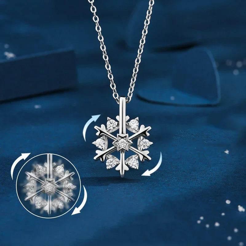 Rotatable 925 Silver Snowflake Necklace – Shop Now - ZA-Zola