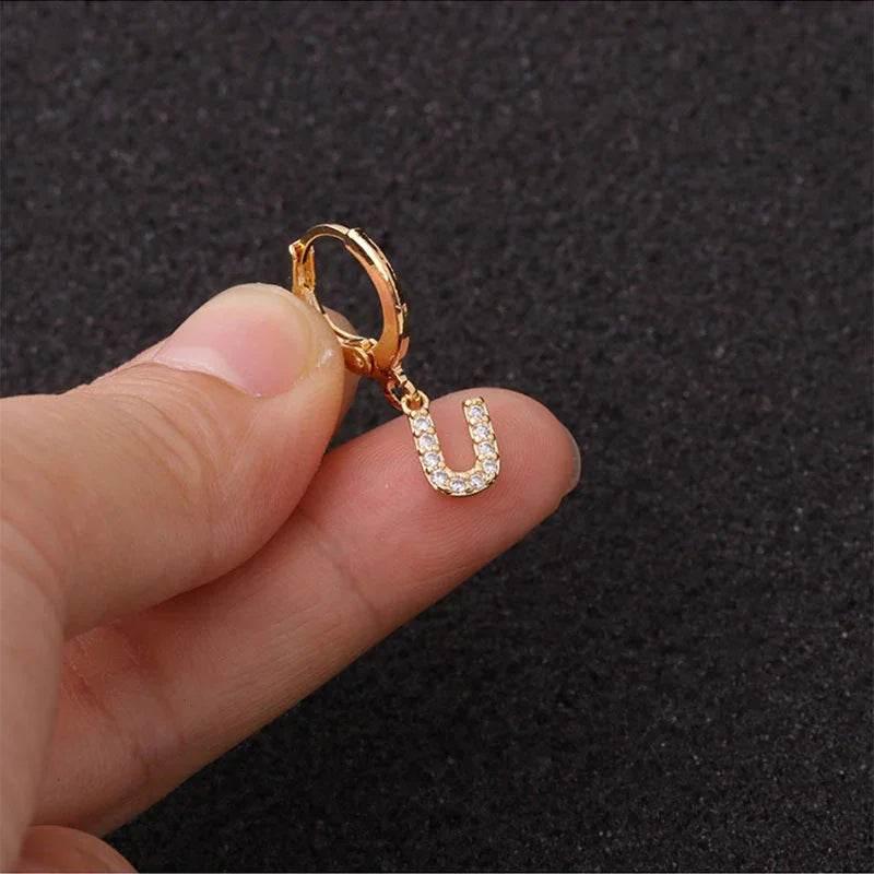 Women's Zircon Letter Earrings – Stylish Gold Jewelry - ZA-Zola