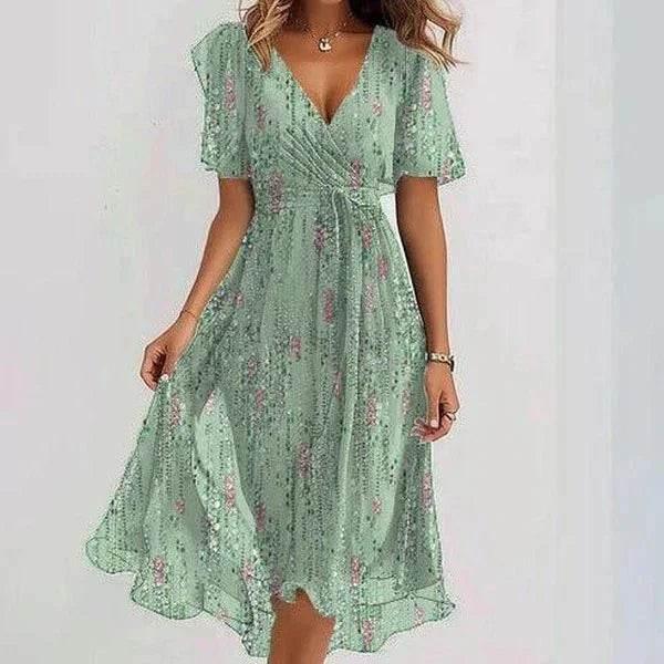 Chiffon V-Neck Summer Dress – Light, Feminine Style - ZA-Zola