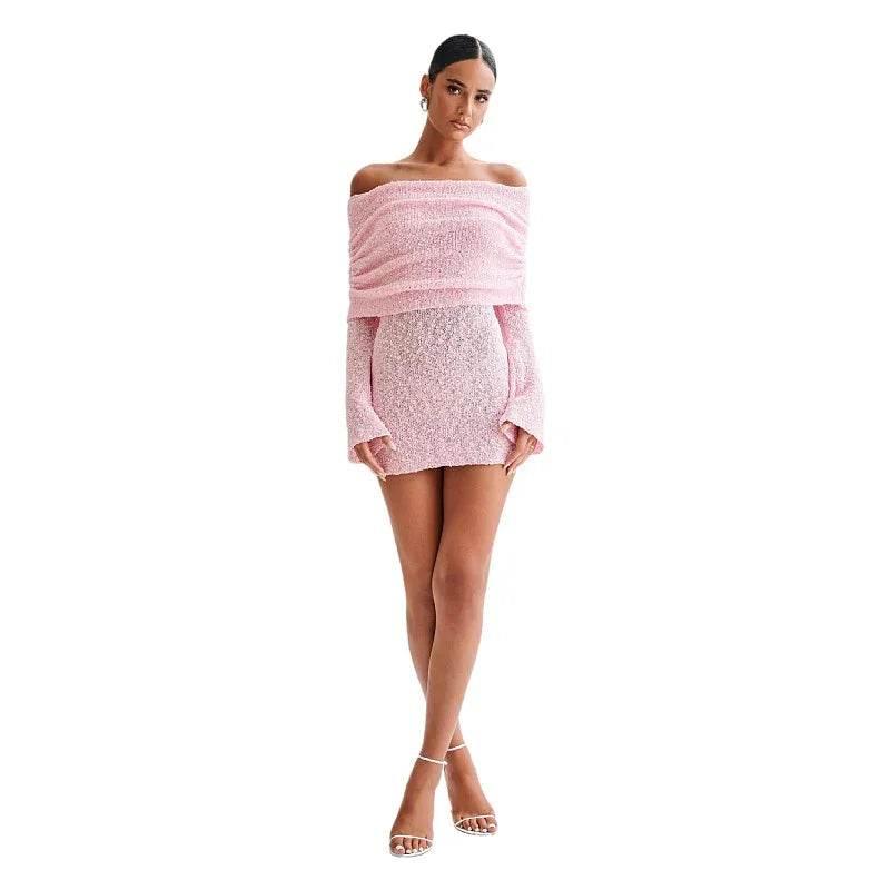 Knitted Off-Shoulder Bodycon Mini Dress - ZA-Zola