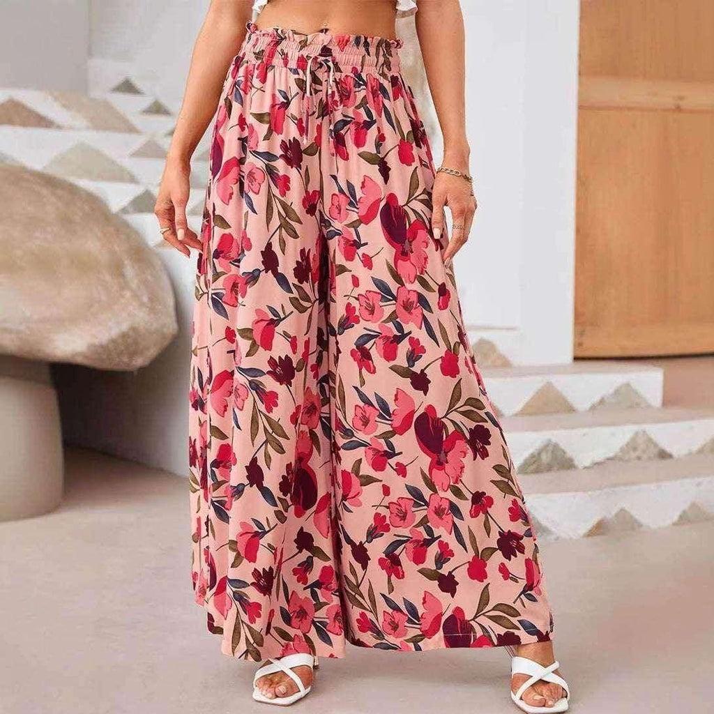 Floral Wide-Leg Beach Pants – Summer Vibes Only - ZA-Zola