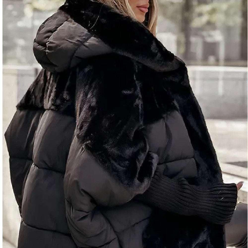 Women’s Faux Fur Patchwork Winter Coat | Hooded Chic - ZA-Zola