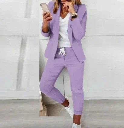 Lapel Collar Office Trousers Suit for Women - ZA-Zola