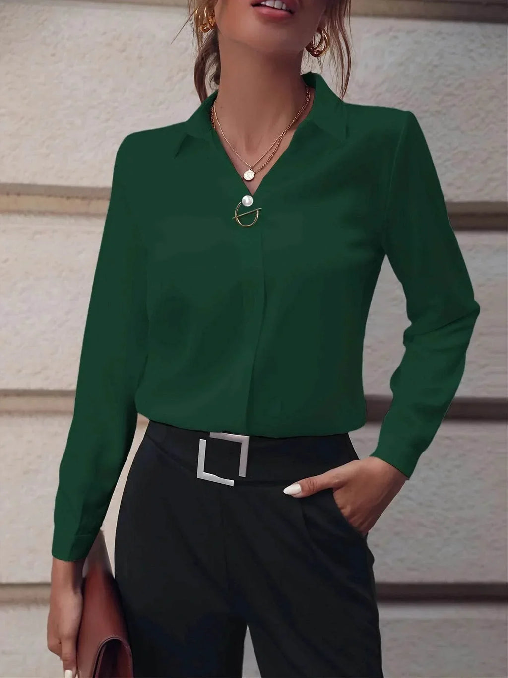 Commuter Solid Color Shirt – Elegant & Versatile Fit - ZA-Zola