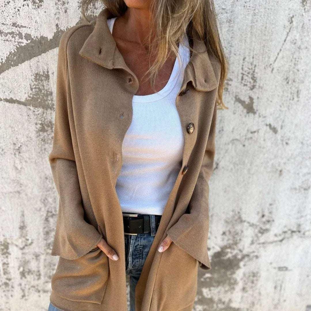 Women Knitted Coat – Lapel Cardigan Jacket - ZA-Zola