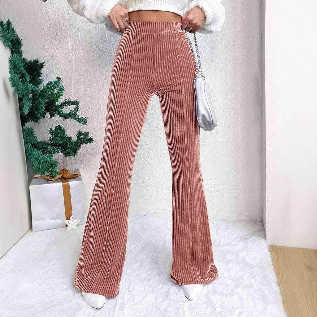 High Waist Corduroy Bell-Bottom Pants - ZA-Zola
