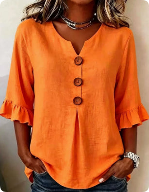Ruffled V-Neck Summer Top | Women’s Casual Wear