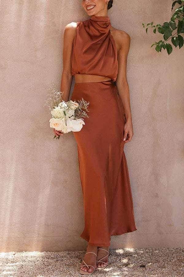 Satin Slim Fit Two-Piece Set – Casual & Chic Style - ZA-Zola