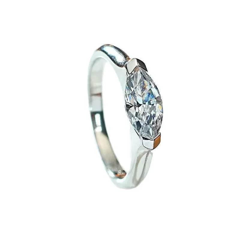 Simple Horse Eye Diamond Couple Ring - ZA-Zola