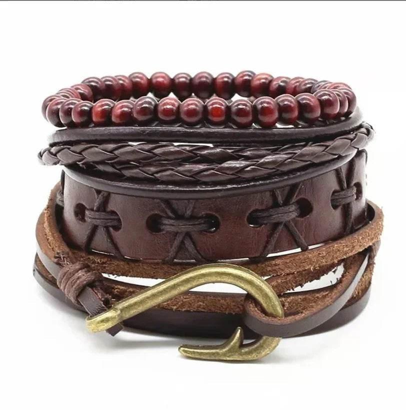 Men’s Vintage Braided Leather Bracelet - ZA-Zola
